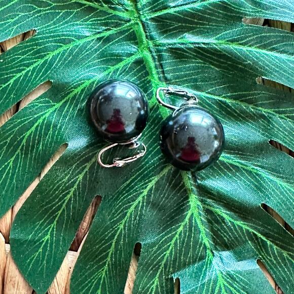 BOGO FREE CLIP ON DISCO BLACK BALL EARRINGS - Picture 4 of 6